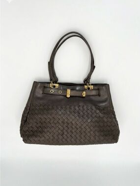 Bottega Veneta Taupe Intrecciato Belted Shoulder Bag Vintage